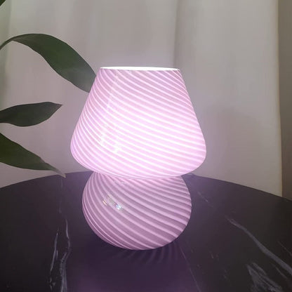 Vivolux | Pilzlampe, Glas-Pilz-Nachttischlampen Translucente Murano Vintage Stil Gestreifte Kleine Nachttisch Desklampe Wirbellicht für Wohnkultur, Esszimmer, Wohnzimmer, Schlafzimmer, Geschenk