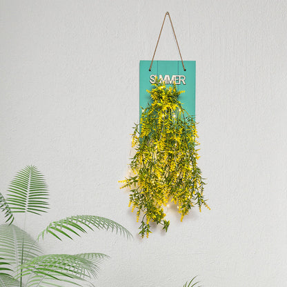 Vivolux | Blumenlichterkette mit blauer Holzrückplatte modernes Glasbehälter-Wandleuchte für Café Restaurant