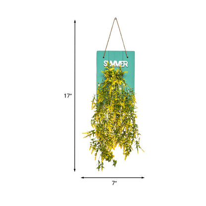 Vivolux | Blumenlichterkette mit blauer Holzrückplatte modernes Glasbehälter-Wandleuchte für Café Restaurant