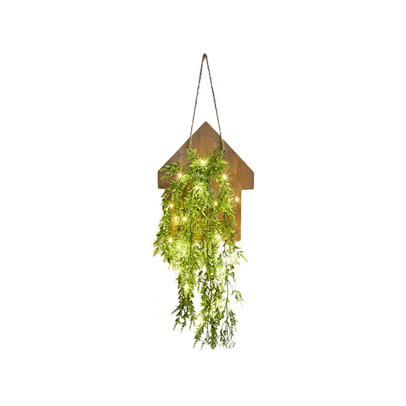 Vivolux | Houten Huis Vormige Wandlamp Moderne Bloem/Plant Accent Snoer Licht voor Café Thee Winkel