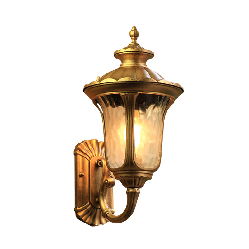 Vivolux | Wasser Glas Lotus Wandleuchte Farmhouse 1 Glühbirne Außen Wandmontierte Lampe in Messing/Schwarz