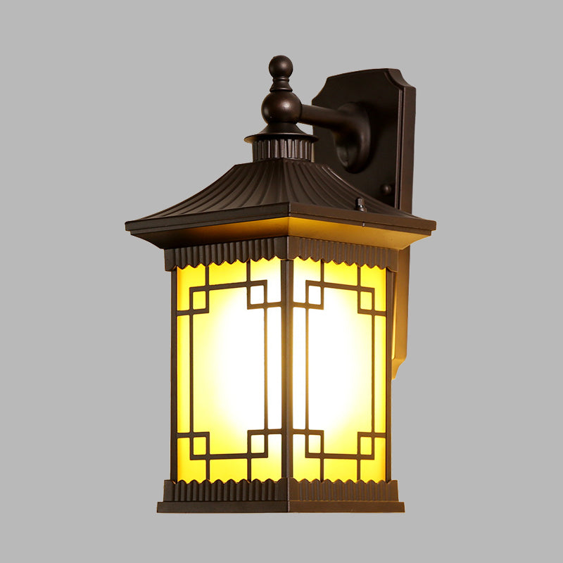 Vivolux | 1-Birne Quadratisch Pavillon Wandlicht Sconce Bauernhaus Schwarz Metallic Wandmontage Lampe Leuchte