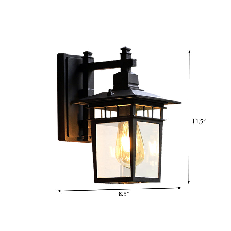 Vivolux | 8.5"/11" W 1-Birnen Wandleuchten Fixture Lodges Pavilion Klarglas Wandmontierte Beleuchtung in Schwarz