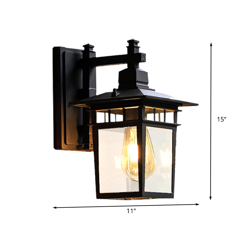 Vivolux | 8.5"/11" W 1-Birnen Wandleuchten Fixture Lodges Pavilion Klarglas Wandmontierte Beleuchtung in Schwarz