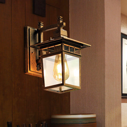 Vivolux | Koffie Finish 1 Hoofd Wandlamp Verlichting Country Pavilion Metalen Wandlamp Armatuur met Heldere Glazen Schaduw, 8,5"/11" Breedte