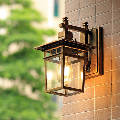 Vivolux | Koffie Finish 1 Hoofd Wandlamp Verlichting Country Pavilion Metalen Wandlamp Armatuur met Heldere Glazen Schaduw, 8,5"/11" Breedte