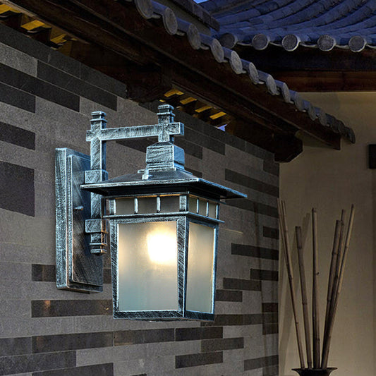 Vivolux | Aluminium Verouderd Zilver Wandlamp Pavilion 1-Lamp Rustieke Wandmontage Lamp met Translucent Glas Shade