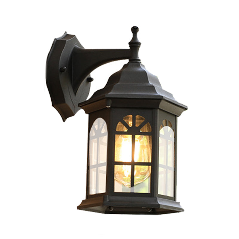 Vivolux | 1-Head Castle Wandleuchte Landhaus Weiß/Schwarz/Messing Aluminium Wandmontierte Lampe mit Klarglas-Schirm