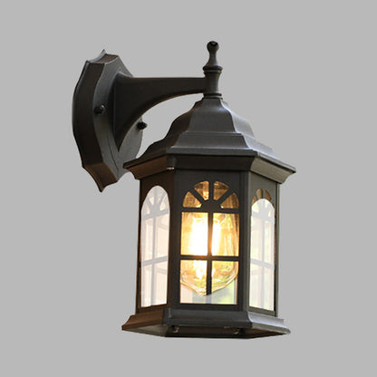 Vivolux | 1-Head Castle Wandleuchte Landhaus Weiß/Schwarz/Messing Aluminium Wandmontierte Lampe mit Klarglas-Schirm