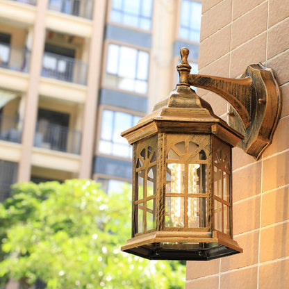 Vivolux | 1-Head Castle Wandleuchte Landhaus Weiß/Schwarz/Messing Aluminium Wandmontierte Lampe mit Klarglas-Schirm