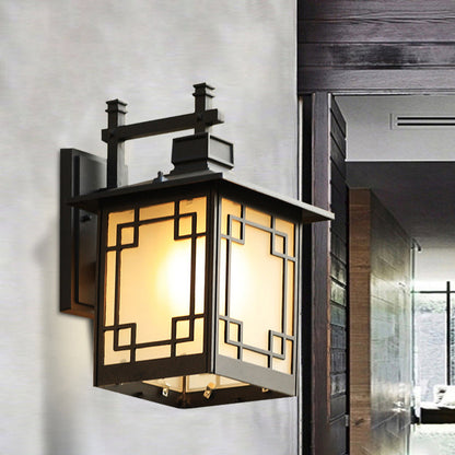 Vivolux | 1-Head Offene Unterseite Wandleuchte Landhaus Messing/Schwarz Finish Opal Mattglas Wandmontierte Lampe Einrichtung