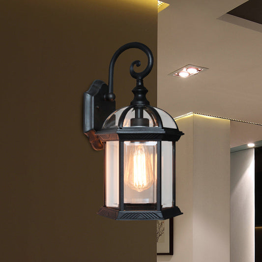 Vivolux | Vogelkooi Binnenplaats Wandgemonteerde Verlichting Boerderij Helder Glas 1 Peertje Messing/Zwarte Afwerking Wandlamp Fitting