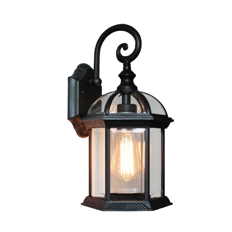 Vivolux | Vogelkooi Binnenplaats Wandgemonteerde Verlichting Boerderij Helder Glas 1 Peertje Messing/Zwarte Afwerking Wandlamp Fitting