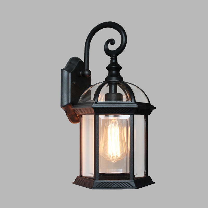 Vivolux | Vogelkooi Binnenplaats Wandgemonteerde Verlichting Boerderij Helder Glas 1 Peertje Messing/Zwarte Afwerking Wandlamp Fitting