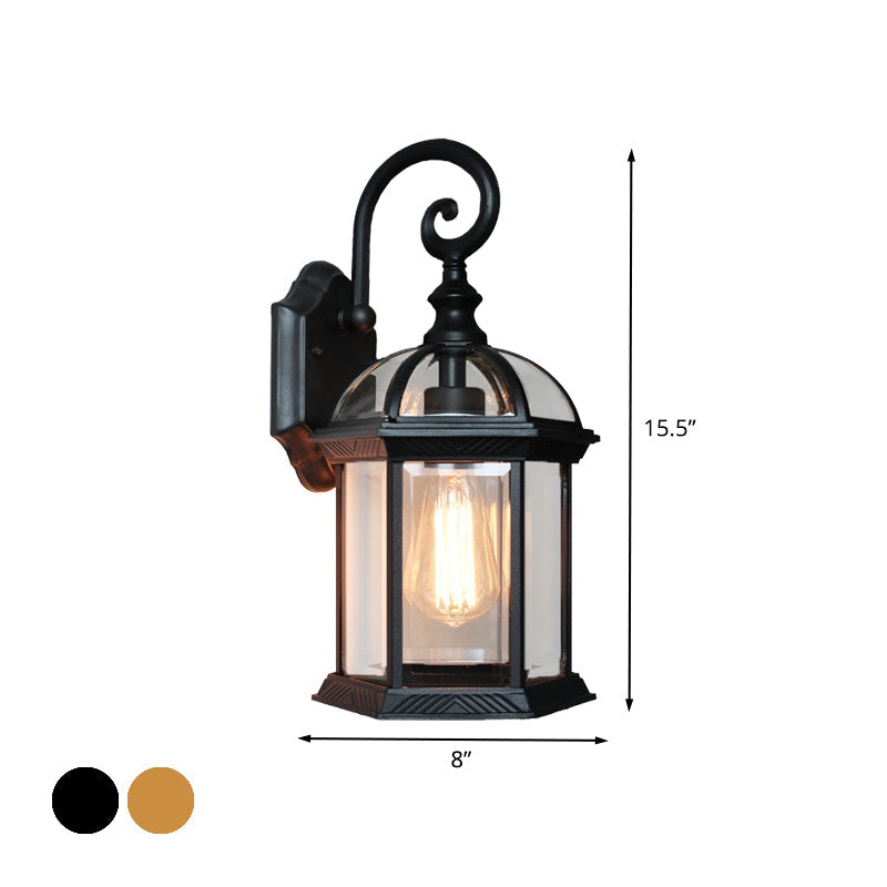 Vivolux | Vogelkooi Binnenplaats Wandgemonteerde Verlichting Boerderij Helder Glas 1 Peertje Messing/Zwarte Afwerking Wandlamp Fitting