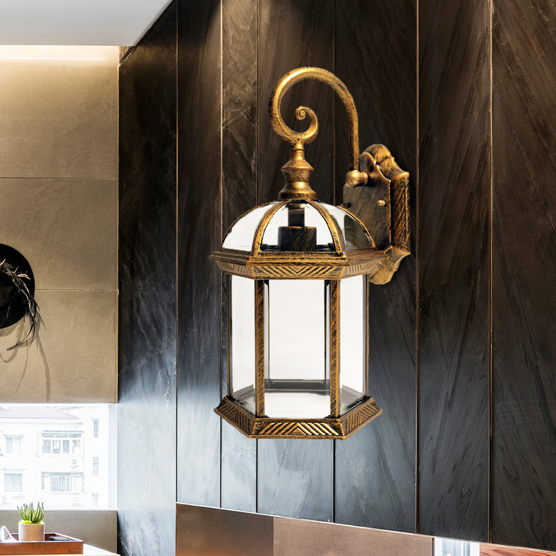 Vivolux | Vogelkooi Binnenplaats Wandgemonteerde Verlichting Boerderij Helder Glas 1 Peertje Messing/Zwarte Afwerking Wandlamp Fitting