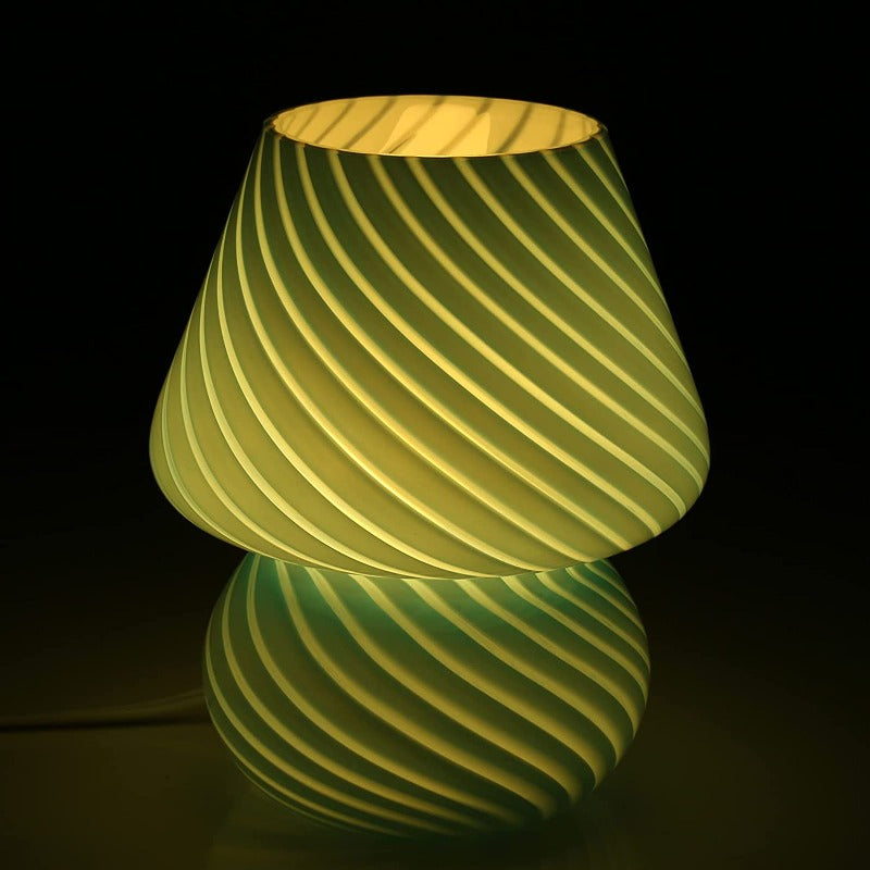 Vivolux | Pilzlampe, Glas-Pilz-Nachttischlampen Translucente Murano Vintage Stil Gestreifte Kleine Nachttisch Desklampe Wirbellicht für Wohnkultur, Esszimmer, Wohnzimmer, Schlafzimmer, Geschenk
