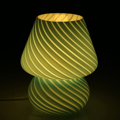 Vivolux | Pilzlampe, Glas-Pilz-Nachttischlampen Translucente Murano Vintage Stil Gestreifte Kleine Nachttisch Desklampe Wirbellicht für Wohnkultur, Esszimmer, Wohnzimmer, Schlafzimmer, Geschenk