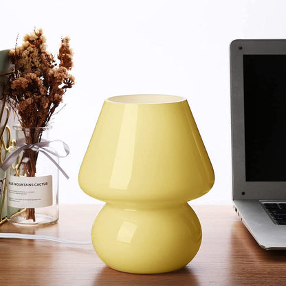 Vivolux | Pilzlampe, Glas-Pilz-Nachttischlampen Translucente Murano Vintage Stil Gestreifte Kleine Nachttisch Desklampe Wirbellicht für Wohnkultur, Esszimmer, Wohnzimmer, Schlafzimmer, Geschenk