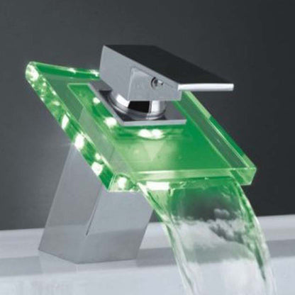 Vivolux | 1-Hebel Waschtischarmatur 1-Loch Kupfer Waschbeckenarmatur mit LED-Beleuchtung