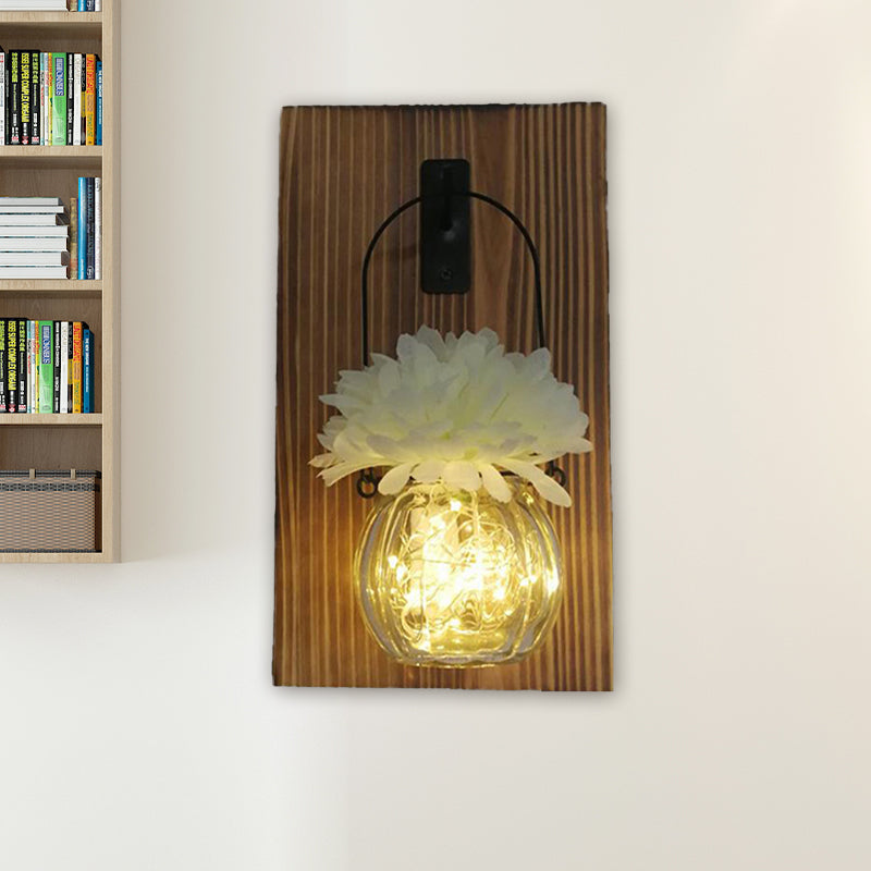 Vivolux | Blumen/Pflanzen Akzent Wand Lichterkette Rustikales klares Glas-Schirm Funkellicht für Teeladen