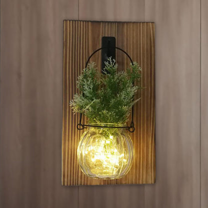 Vivolux | Blumen/Pflanzen Akzent Wand Lichterkette Rustikales klares Glas-Schirm Funkellicht für Teeladen