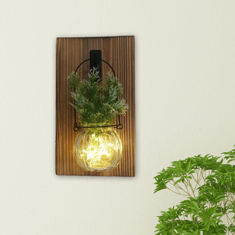Vivolux | Blumen/Pflanzen Akzent Wand Lichterkette Rustikales klares Glas-Schirm Funkellicht für Teeladen