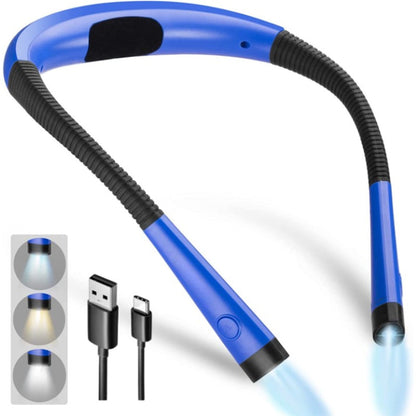 Vivolux | LED Nackenleselampe, Buchlicht zum Lesen im Bett, 3 Farben, 6 Helligkeitsstufen, biegbarer Arm, wiederaufladbar, langlebig, perfekt zum Lesen, Stricken, Campen, Reparieren