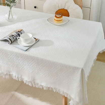 Vivolux | Waffel Moderne Tischdecke, gestrickte Stoffspitze Kaffeetuch, runde Tischdecke, rechteckige Tischdecke