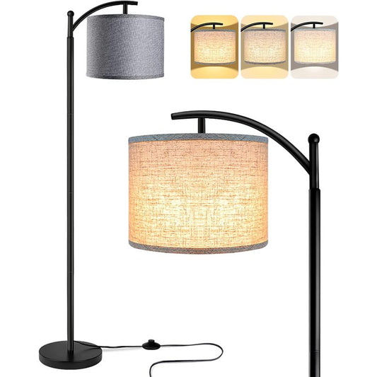 Vivolux | Stehlampe mit 3 Farbtemperaturen LED-Glühbirne, Stehlampe hohe industrielle Stehlampe Lesen für Schlafzimmer, Büro, weiße Lampenschirm enthalten
