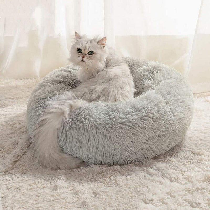 Vivolux | PawNest Beruhigendes Donut-Katzenbett | Rundes Plüsch Nest | Stresslindernd & Gemütlich | Perfekt für Katzen & kleine Hunde
