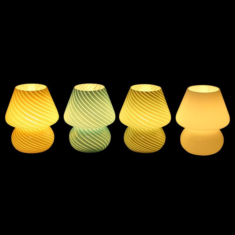 Vivolux | Pilzlampe, Glas-Pilz-Nachttischlampen Translucente Murano Vintage Stil Gestreifte Kleine Nachttisch Desklampe Wirbellicht für Wohnkultur, Esszimmer, Wohnzimmer, Schlafzimmer, Geschenk