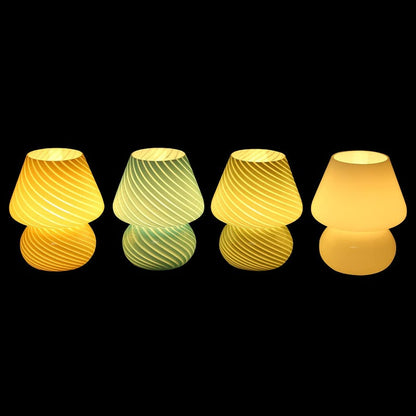 Vivolux | Pilzlampe, Glas-Pilz-Nachttischlampen Translucente Murano Vintage Stil Gestreifte Kleine Nachttisch Desklampe Wirbellicht für Wohnkultur, Esszimmer, Wohnzimmer, Schlafzimmer, Geschenk