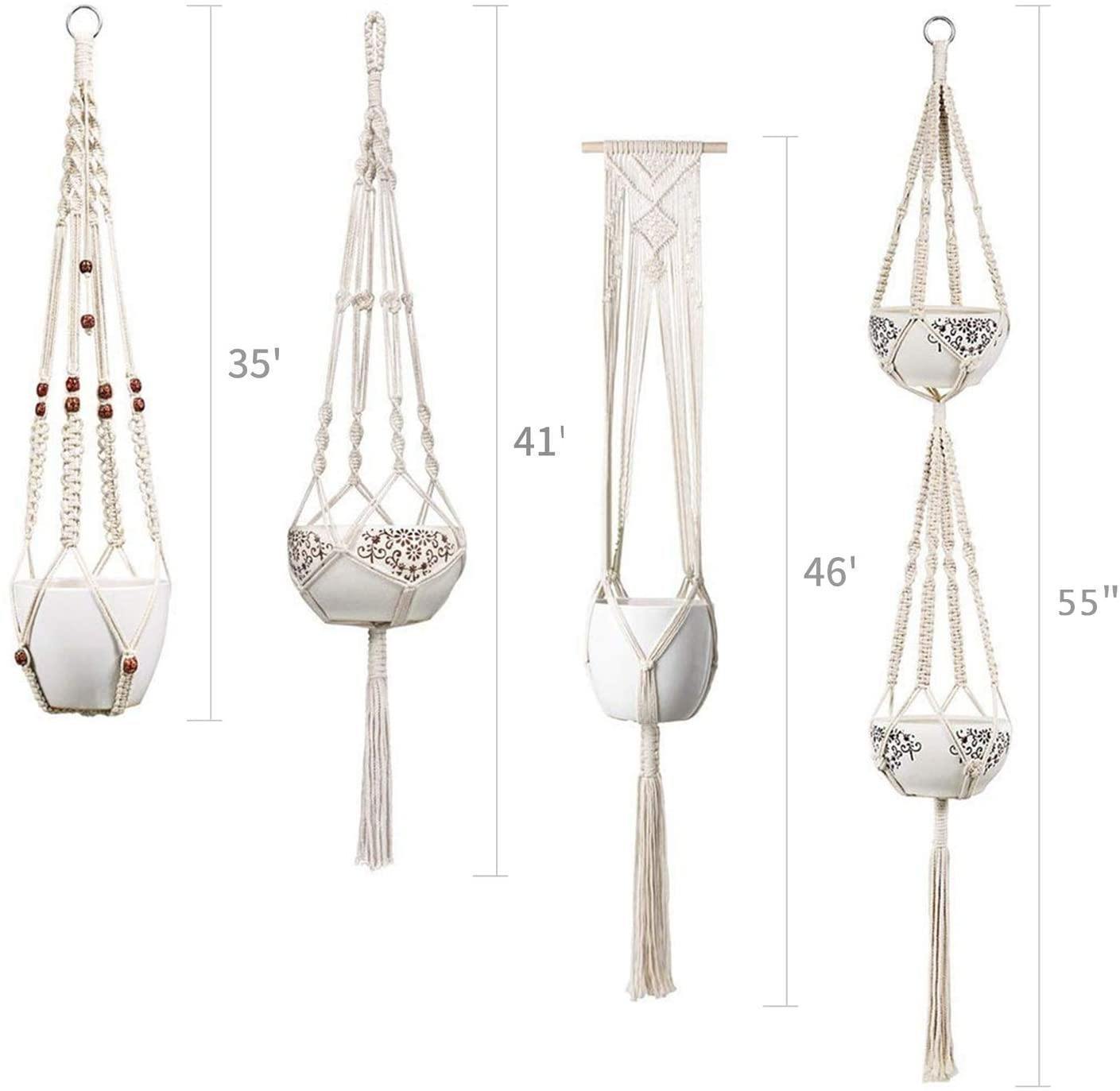 Vivolux | 4-teiliges handgefertigtes Boho-Makramee-Pflanzenhänger-Set