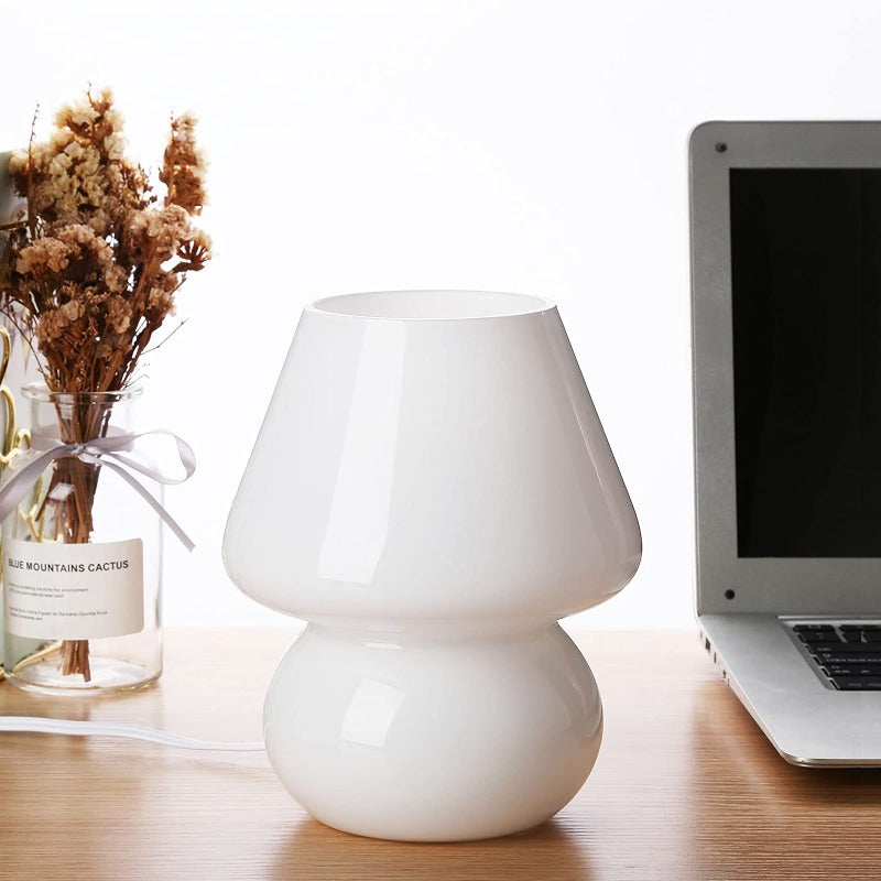Vivolux | Pilzlampe, Glas-Pilz-Nachttischlampen Translucente Murano Vintage Stil Gestreifte Kleine Nachttisch Desklampe Wirbellicht für Wohnkultur, Esszimmer, Wohnzimmer, Schlafzimmer, Geschenk