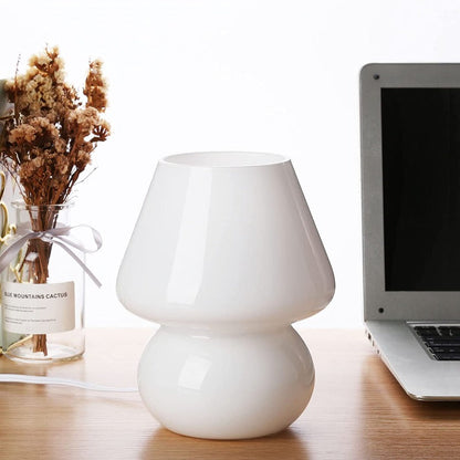 Vivolux | Pilzlampe, Glas-Pilz-Nachttischlampen Translucente Murano Vintage Stil Gestreifte Kleine Nachttisch Desklampe Wirbellicht für Wohnkultur, Esszimmer, Wohnzimmer, Schlafzimmer, Geschenk