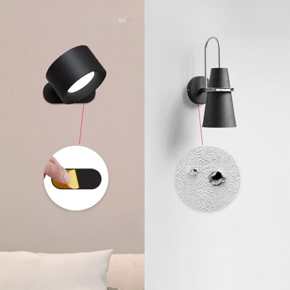 Vivolux | LED Wandleuchten, Wandmontierte Lampen mit wiederaufladbarem batteriebetriebenem 3 Farbtemperaturen & 3 Helligkeitsstufen 360° drehbare magnetische Kugel, kabellose Wandleuchten für Studium Lesen Nachttisch