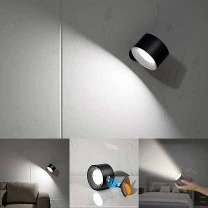 Vivolux | LED Wandleuchten, Wandmontierte Lampen mit wiederaufladbarem batteriebetriebenem 3 Farbtemperaturen & 3 Helligkeitsstufen 360° drehbare magnetische Kugel, kabellose Wandleuchten für Studium Lesen Nachttisch