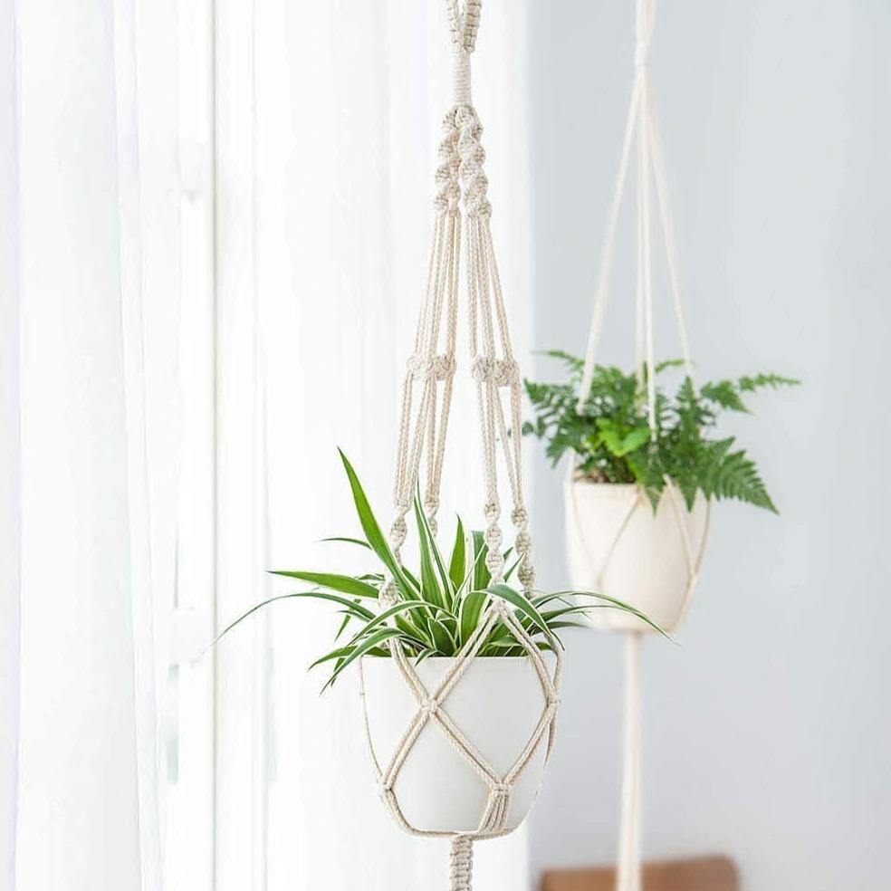 Vivolux | 4-teiliges handgefertigtes Boho-Makramee-Pflanzenhänger-Set