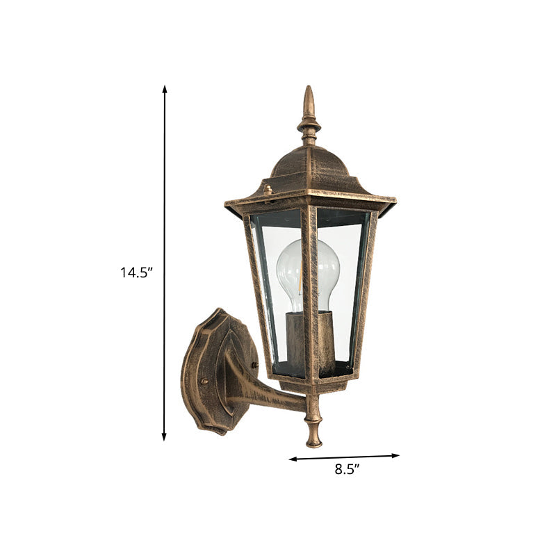 Vivolux | 1-Light Wandlamp Verlichting Platteland Hexagon Helder Glas Wandlamp Fitting in Antiek Messing