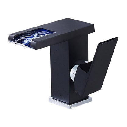 Vivolux | Moderner Wasserhahn für Waschbecken Messing Hebelgriffe LED Wasserfall Waschbeckenarmatur