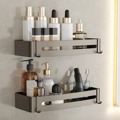 Vivolux | Zeitgemäßes Aluminium Badezimmer Zubehörset Graue Badablage