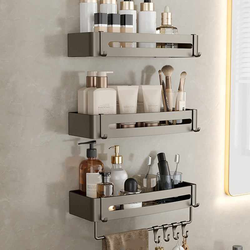 Vivolux | Zeitgemäßes Aluminium Badezimmer Zubehörset Graue Badablage