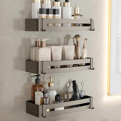Vivolux | Zeitgemäßes Aluminium Badezimmer Zubehörset Graue Badablage