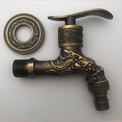Vivolux | Vintage Classic Waschbeckenarmatur Zink Einhebel Drache Prägung Wandmontierte Armatur