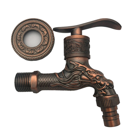 Vivolux | Vintage Classic Waschbeckenarmatur Zink Einhebel Drache Prägung Wandmontierte Armatur