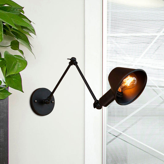 Vivolux | 1 Glühbirne Wandbeleuchtung Vintage Industrie Konische Schattierung Metall Wandlampe in Schwarz/Rost für das Arbeitszimmer