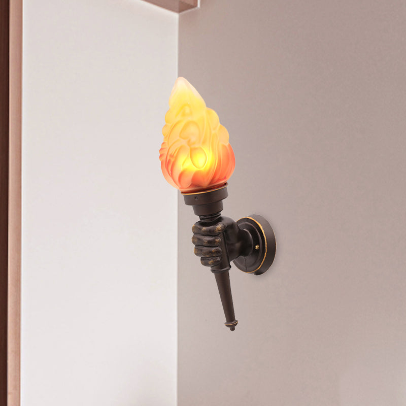 Vivolux | Wandmontage verlichting Torch Rustieke Glazen Kap 1 Licht Wandlamp Verlichting in Brons voor Hal