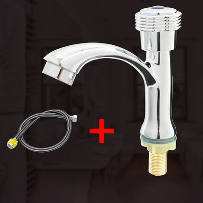 Vivolux | Moderner Badezimmer Wasserhahn Chrom Knopfgriff mit Wasser Schlauch Waschbecken Wasserhahn