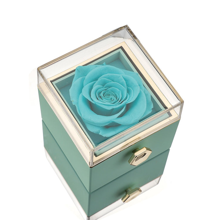 [Ideales Geschenk] Ewige Rosenbox - Mit gravierter Halskette & künstlicher Rose